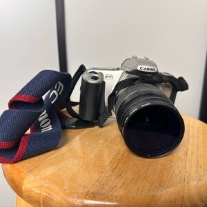 Canon EOS 300 Film Silver Camera with Black Lens